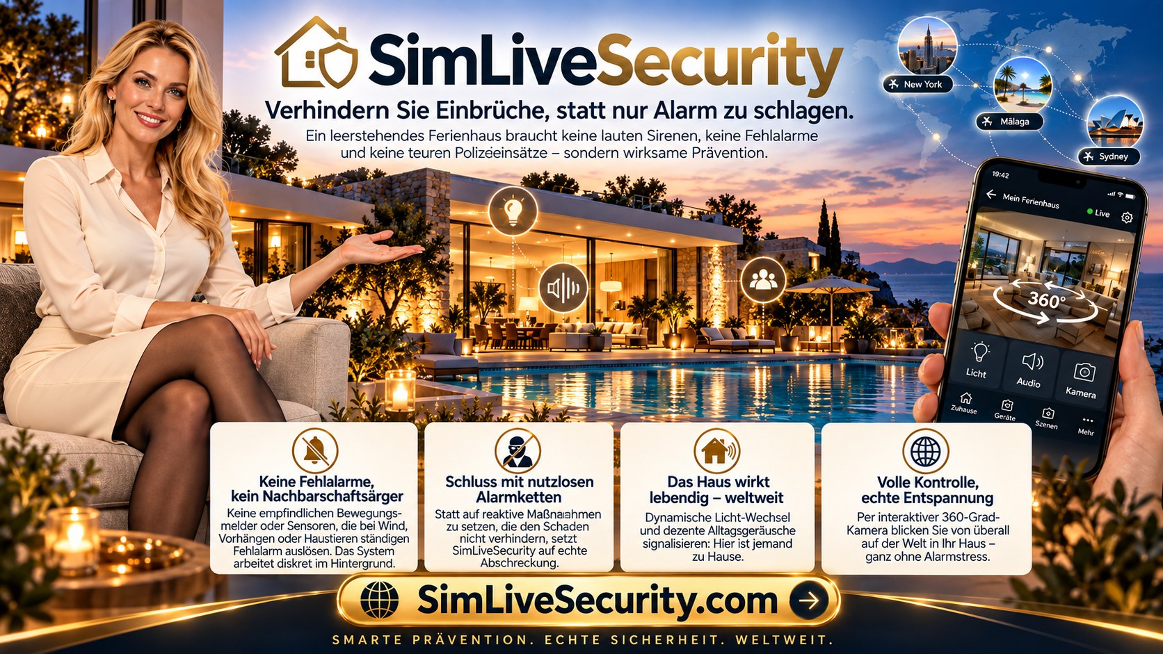 SimLiveSecurity: Anwesenheitssimulation und 360-Grad-Kontrolle für Ferienhäuser weltweit
